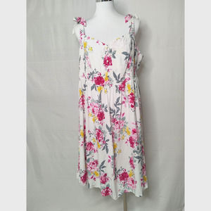 Torrid Cottage Core Tie Strap Dress Smocked 90s Style Floral Roses Womens Plus